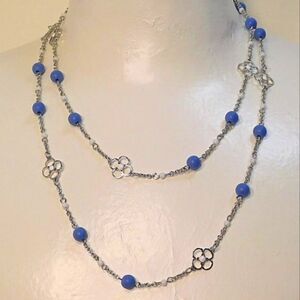 Lia Sophia Silver CLOVEN Necklace, 40-43",  NWOT